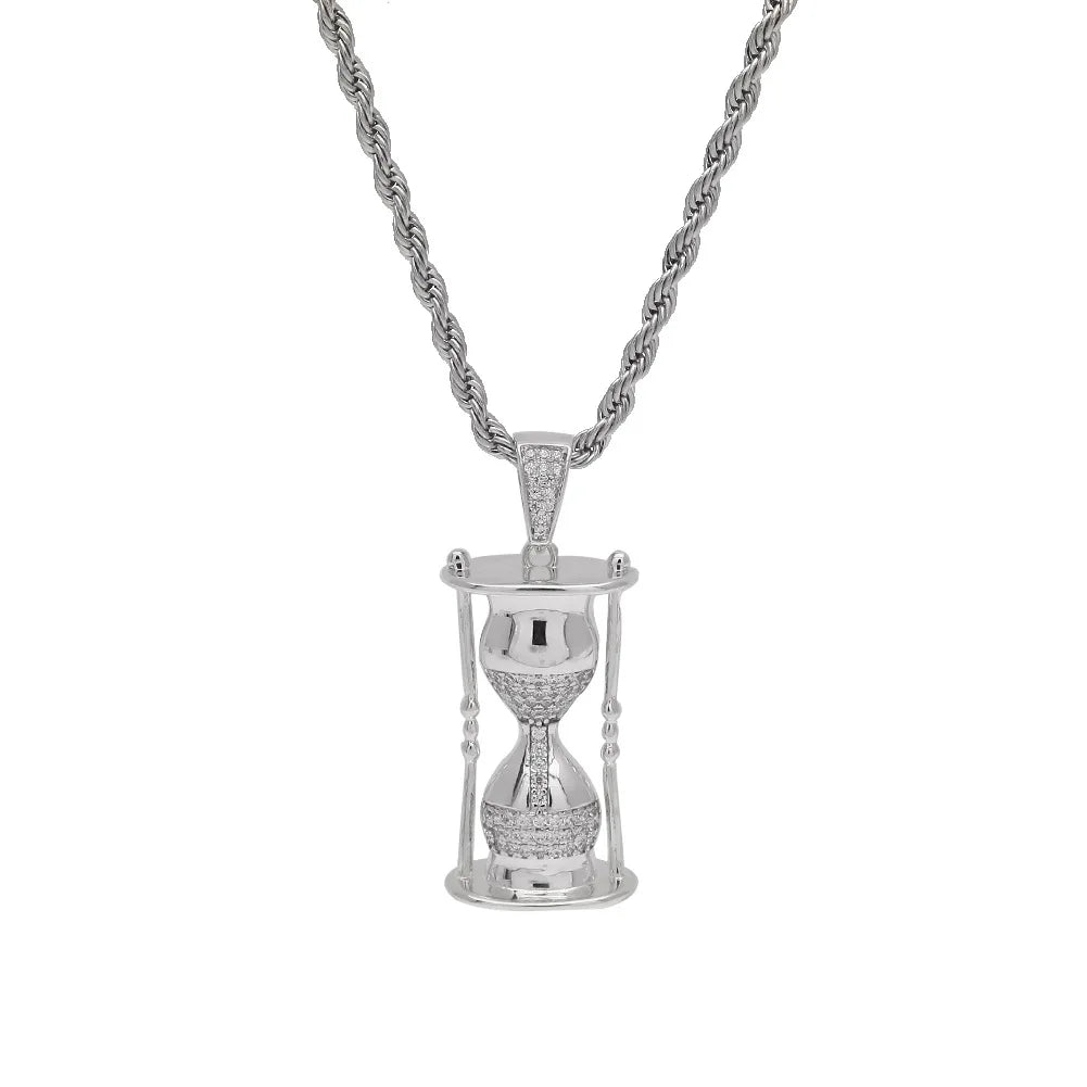 2019 new hip hop pendant Fashion Hourglass Pendant Necklace 2 Colors Advanced superior AAA+ Zircon Iced Out Mens Necklace Street