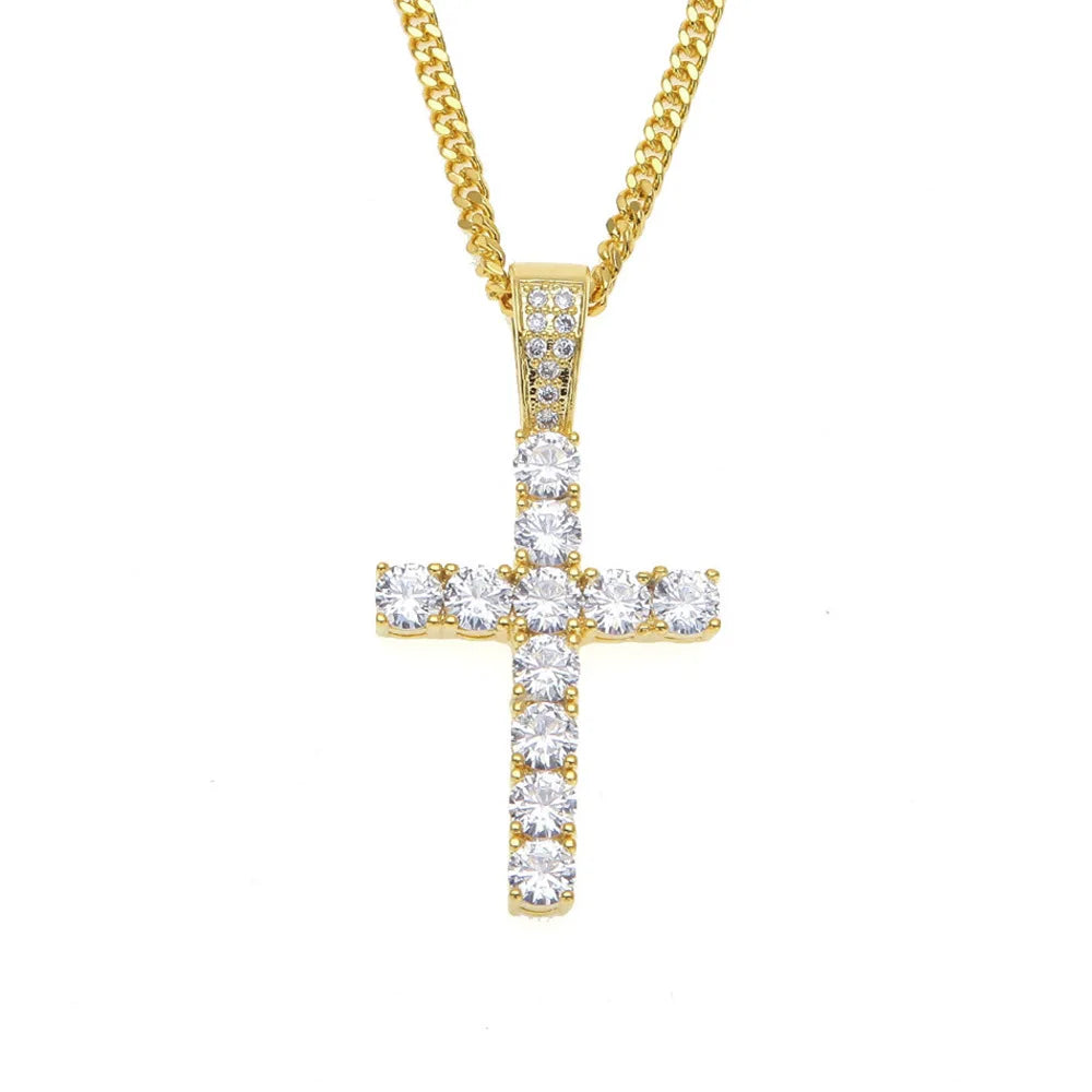 AAA Zircon Diamond Classic Jesus Cross ankh cross nail cross Pendant with hip hop iced out gold silver pendant necklace