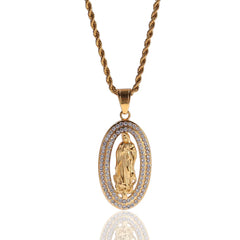 fashion Gold Color Catholic Figaro Virgin Mary pendant Necklace Women Men Charm hiphop allah pendant Chain Jewelry