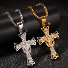 Cross rhinestone Pendant Men Gold Silver Key of Life Egyptian Charm Necklace Hip Hop Jewelry Bling Iced Out Chain cross jewelry