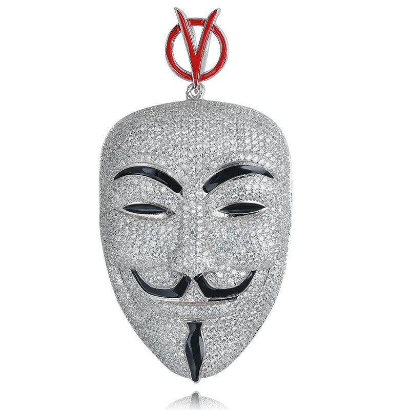 Hip Hop Micro Paved AAA CZ Stone Bling Ice Out Silver V for Vendetta  Pendants Necklace for Men Rapper Jewelry Drop Shipping