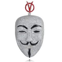 Hip Hop Micro Paved AAA CZ Stone Bling Ice Out Silver V for Vendetta  Pendants Necklace for Men Rapper Jewelry Drop Shipping