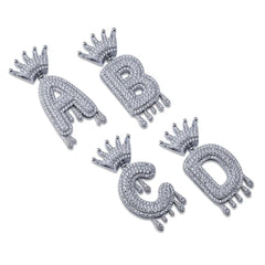 Name Crown Bail Drip Initials Bubble Diamond Custom cz Letters Pendant Necklace For Men Women Gold Color Cubic Zircon Hip Hop Je