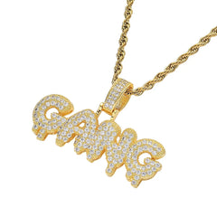 2019 new fashion iced out bubble Letter pendant word GANG letter e pendant necklace custom letter pendant