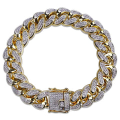 2019 Hip Hop Iced Out Bling CZ Gold Bracelet Men fashion 18- 20cm long Miami Cuban Link bracelets male Hiphop jewelry gifts