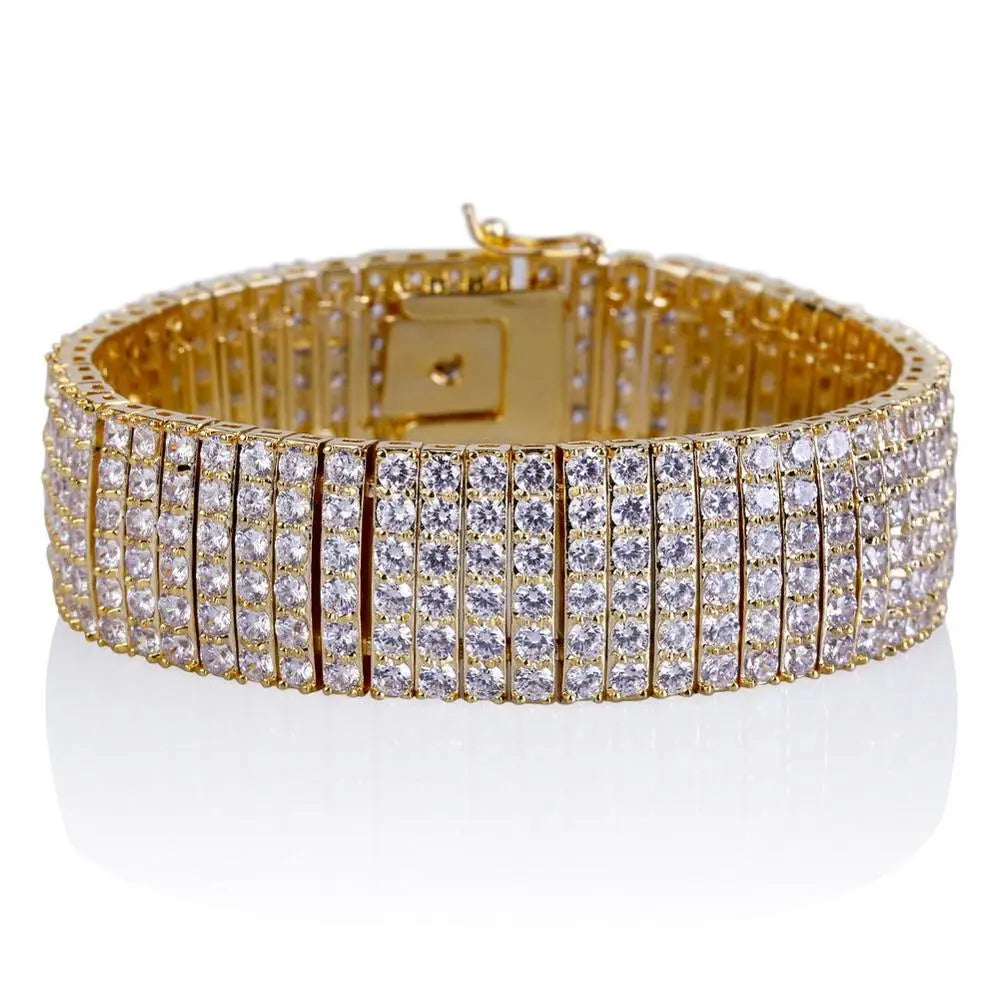 Ice Stone 6 Row Punk Bracelet Women