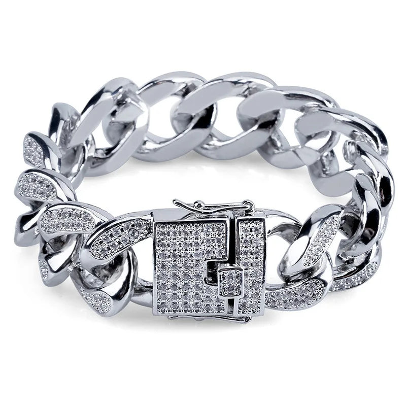 Ice Stone 14mm Cuban Link Bracelet Men