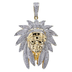 Hip Hop Antique Vintage Platinum Gold Mix Color Indian Chief Chieftain Hierarch head African pendant necklace rhinestone pendant