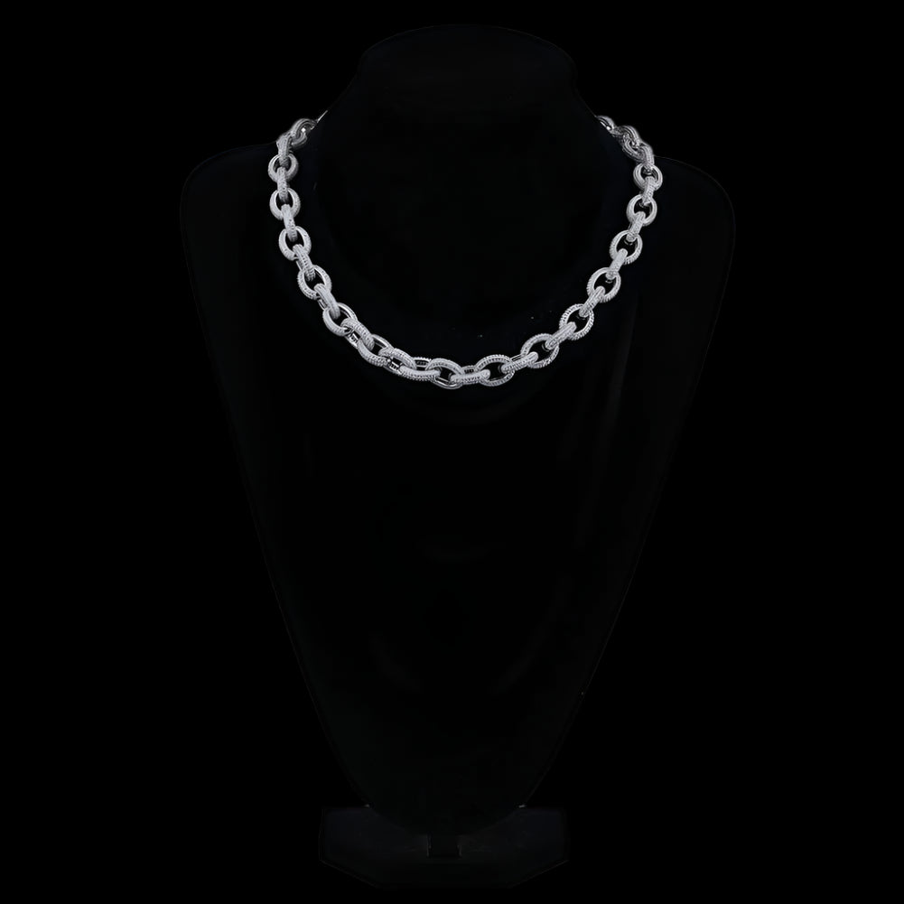 Factory Wholesale Full Zircon 18K Gold Platinum Plated 12mm 22inches Iced Out Linked Chain Oval Twisted Cuban Link Iced Out