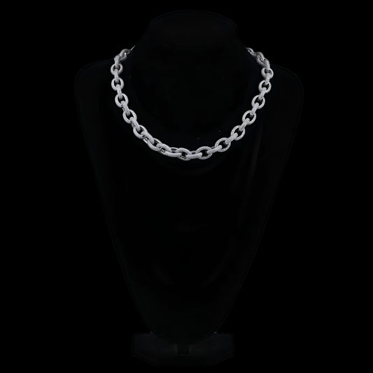 Factory Wholesale Full Zircon 18K Gold Platinum Plated 12mm 22inches Iced Out Linked Chain Oval Twisted Cuban Link Iced Out