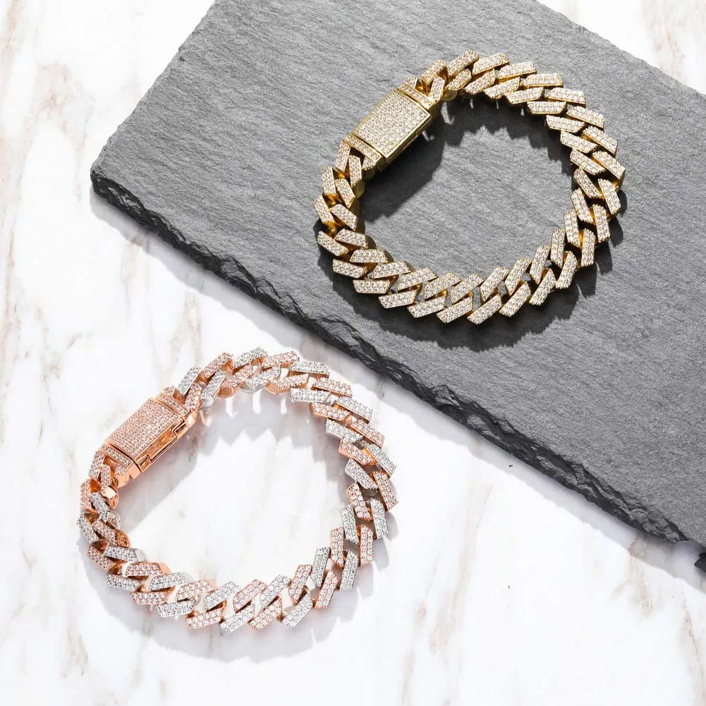 Fashion Iced Out Jewelry factory Brass Copper Custom Length Women Charm Bracelets three tones colorful women 18k gold bracelet