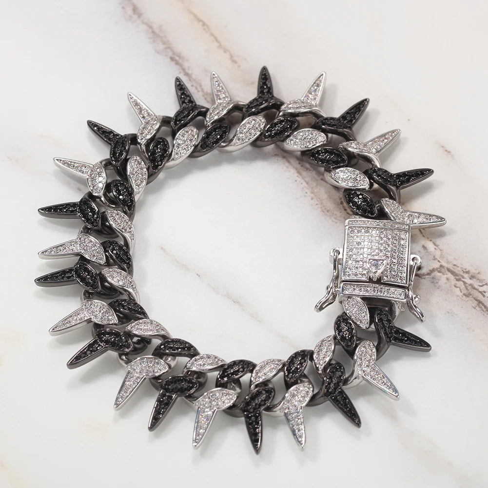 Ice Stone Two Tone Miami Cuban Bracelet