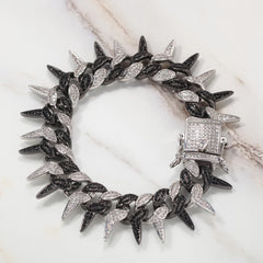 Ice Stone Two Tone Miami Cuban Bracelet