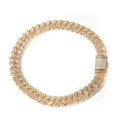 Ice Stone 13mm Gold Silver Cuban Necklace