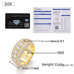 Ice Stone 0.3ct VVS1 Moissanite Hip-Hop Ring