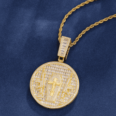 Ice Stone Christian Jesus Gun Cross Pendant Necklace