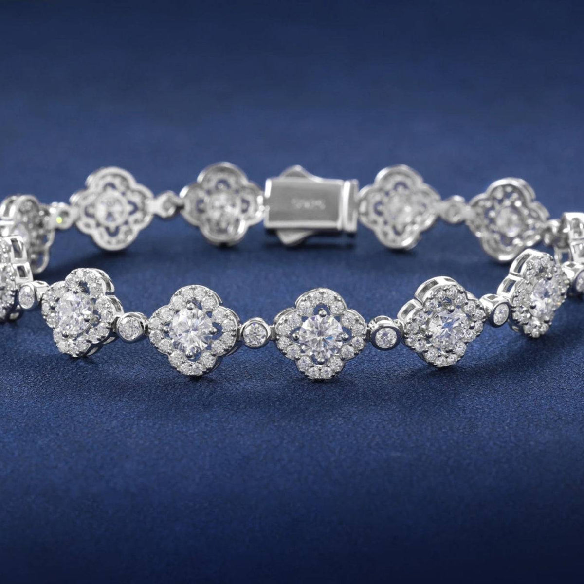 Sparkling VVS D Moissanite Diamond Waterproof Chain New Design 925 Silver Four Leaf Bracelet Hip Hop 10mm Jewelry for Women Men