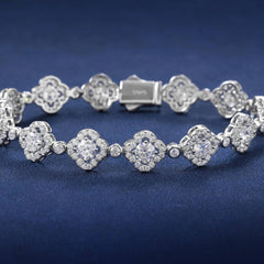 Sparkling VVS D Moissanite Diamond Waterproof Chain New Design 925 Silver Four Leaf Bracelet Hip Hop 10mm Jewelry for Women Men