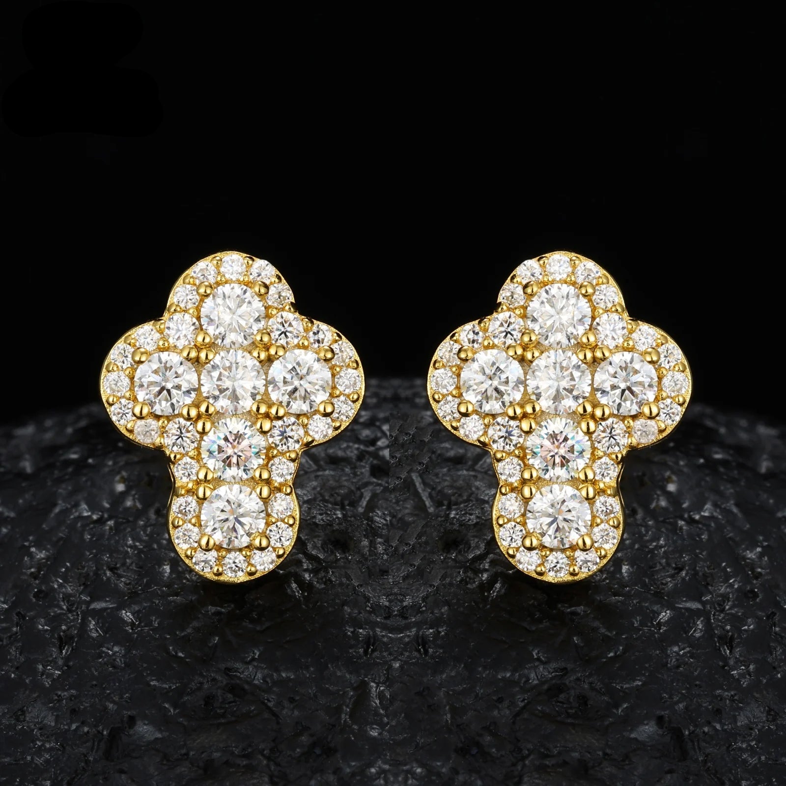 925 Sterling Silver Unisex Hip Hop Jewelry VVS D Moissanite Cross Earrings Iced Out Studs for Weddings Parties Silver Plated