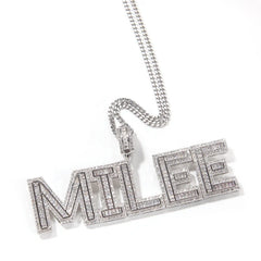 Hiphop Jewelry Square Cut Name Pendants for Necklace Iced Out Initial Name Necklace
