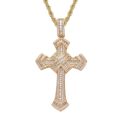 New Arrival White Gold Plated Cross Pendant Charms Iced Out Full 5A Cz Hip Hop Pendants for Necklace