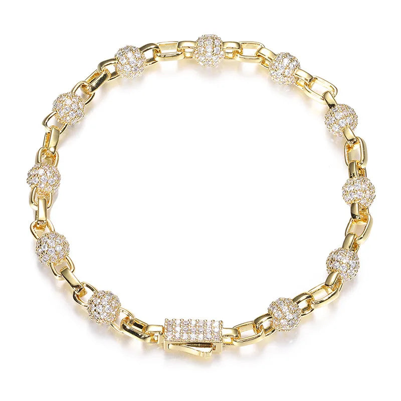 Ice Stone Iced Out Beaded Bracelet 18K Gold Plated