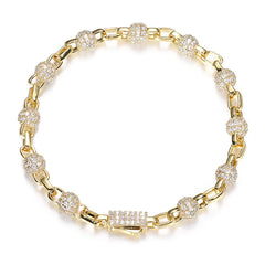 Ice Stone Iced Out Beaded Bracelet 18K Gold Plated