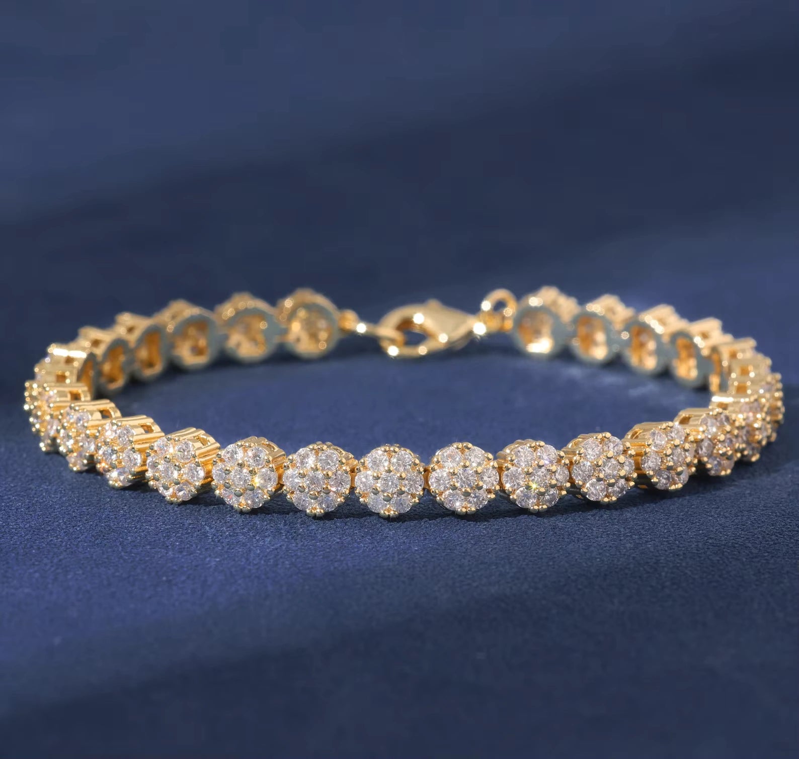 Ice Stone Bling Bling 8mm Flower CZ Diamond Tennis Chain Bracelet