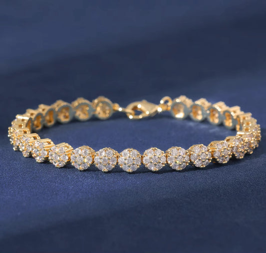 Ice Stone Bling Bling 8mm Flower CZ Diamond Tennis Chain Bracelet