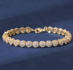 Ice Stone Bling Bling 8mm Flower CZ Diamond Tennis Chain Bracelet