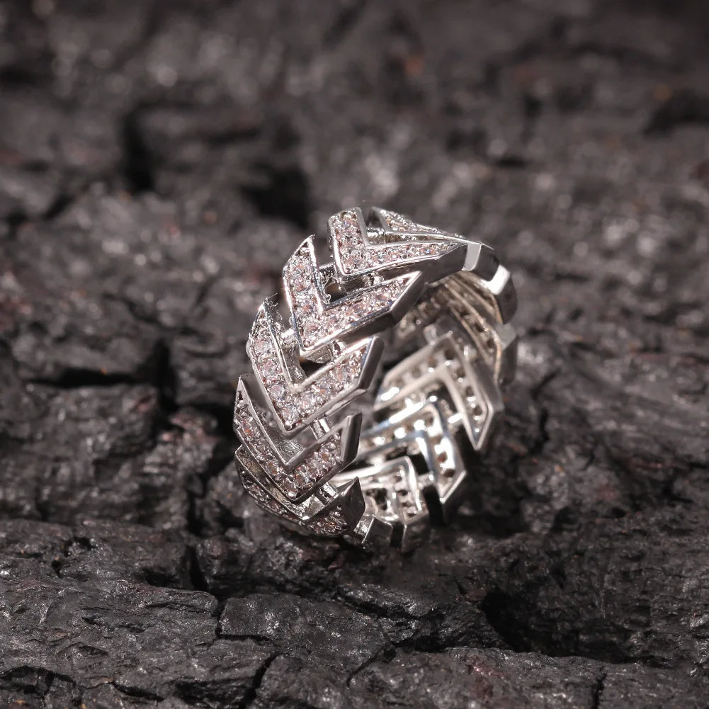 Top Quality 2020 Sterling Silver Ring Gemstone Hip Hop Jewelry Bling Thistles Thorns Prong Gold Plating Ring Baguette for Men