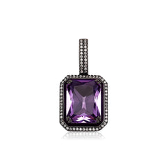 Top Icy Simple Design 18K Gold Plated Luminous Gemstone Pendant Hip Hop Jewelry Square Colorful 5A CZ Gem Pendant Necklace Women