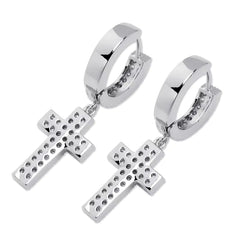 Ice Stone Trending Jesus Cross Bling Earrings Never Fade Brass