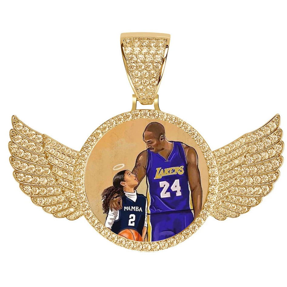 Hip Hop DIY Customized heart box Iced Out Cubic Zircon silver gold Jewelry Edge Paved Photo Necklace Private Photo Pendant