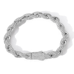 Ice Stone 8mm Full Diamond Rope Bracelet