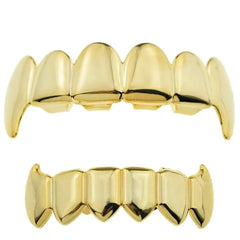 New Custom Fit Rose Gold Color Plated Hip Hop Teeth Grillz Top&Bottom Grill Set for Christmas Party Vampire Tooth Grillz