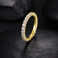 Ice Stone 3mm Moissanite Iced Out Gold Ring