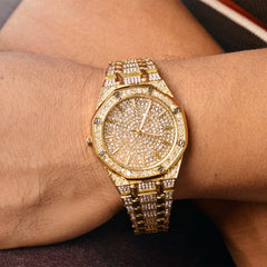 Ice Stone Fashion Men’s Luxury Iced Out Rhinestone Quartz Watch