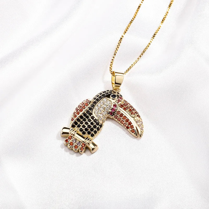 2022 TOP ICY iced out woodpecker design pendant mix color bling bling luxury party hip hop pendant necklace Jewelry Accessories