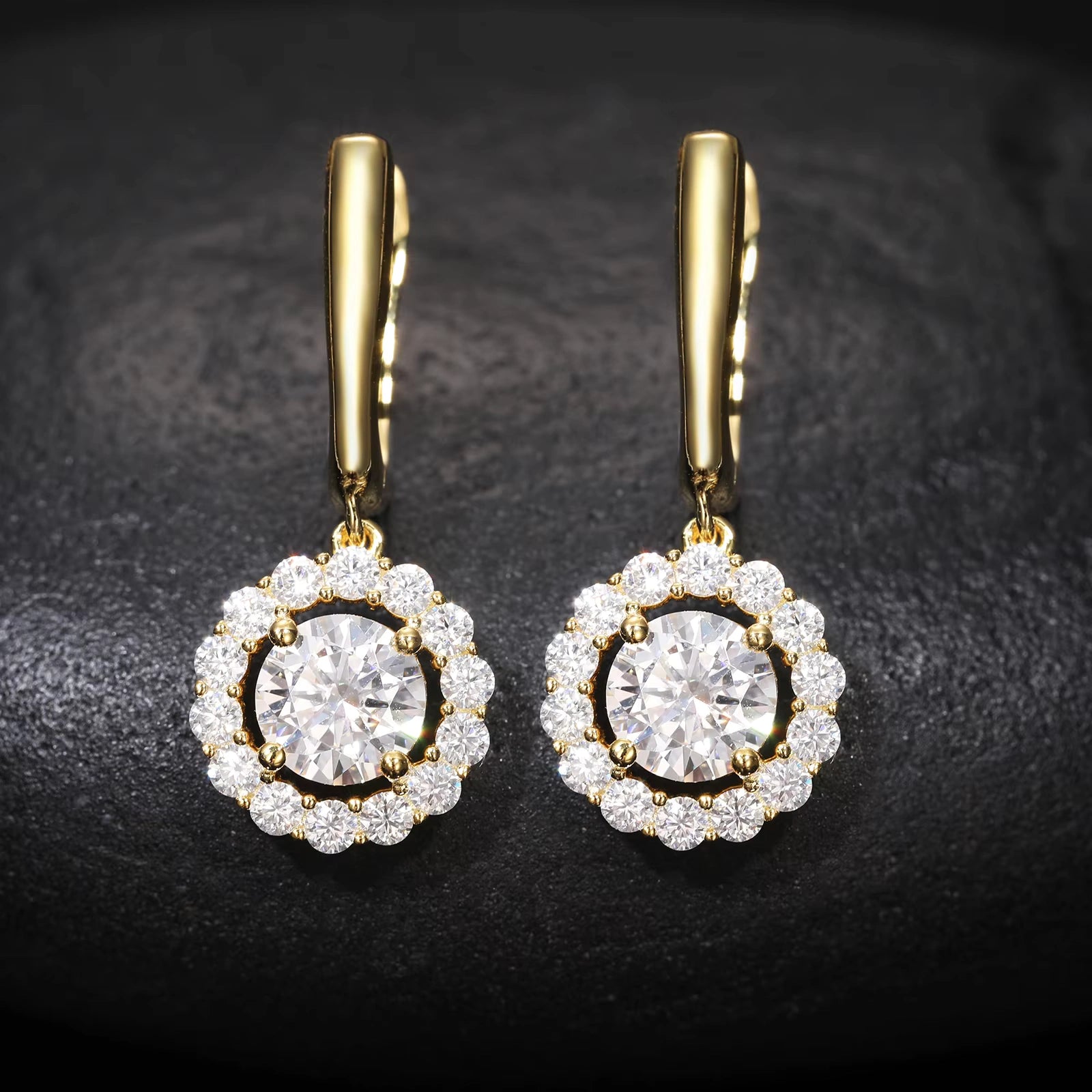 Bling Hip Hop Jewelry 925 Sterling Silver Drop Halo Earrings VVS Moissanite Diamond Wedding Earrings Men Women