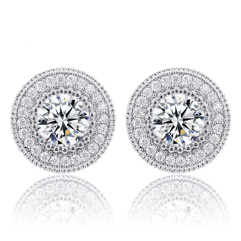 Wholesale Stud Earrings Men European Style Jewelry 925 Silver Anti Allergy Never Fade Iced Out Hip Hop Jewelry Stud Earrings