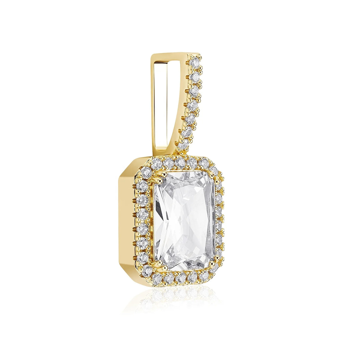 White Gold Square Gem Mocha Fluorescence Pendant Rectangle Iced Out 2 Rows of 5A Cz Hip Hop Pendants for Necklace