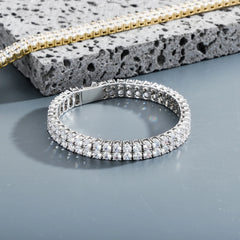 TOP ICY unique design 2 rows 3mm 4mm tennis bracelet double layers AAA zircon Spring safty clasp 7 inch 8 inch tennis bracelet