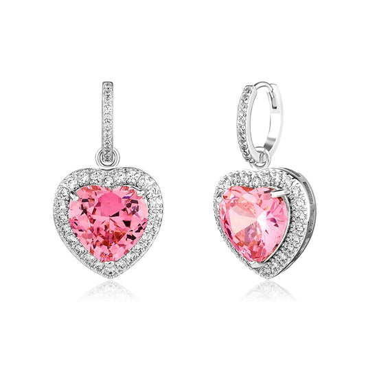 Ice Stone 2022 New Heart Pink CZ 18K Gold Earrings