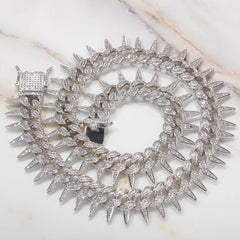 Charms Hot Selling Hip Hop Jewelry Unique Style Men No Fade Cuban Link Chain Iced Out Thistle Thorns Brass Zirconia Necklace