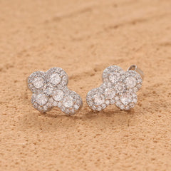 Ice Stone Hip Hop Brass 18K Gold Rose Gold Cross Earrings