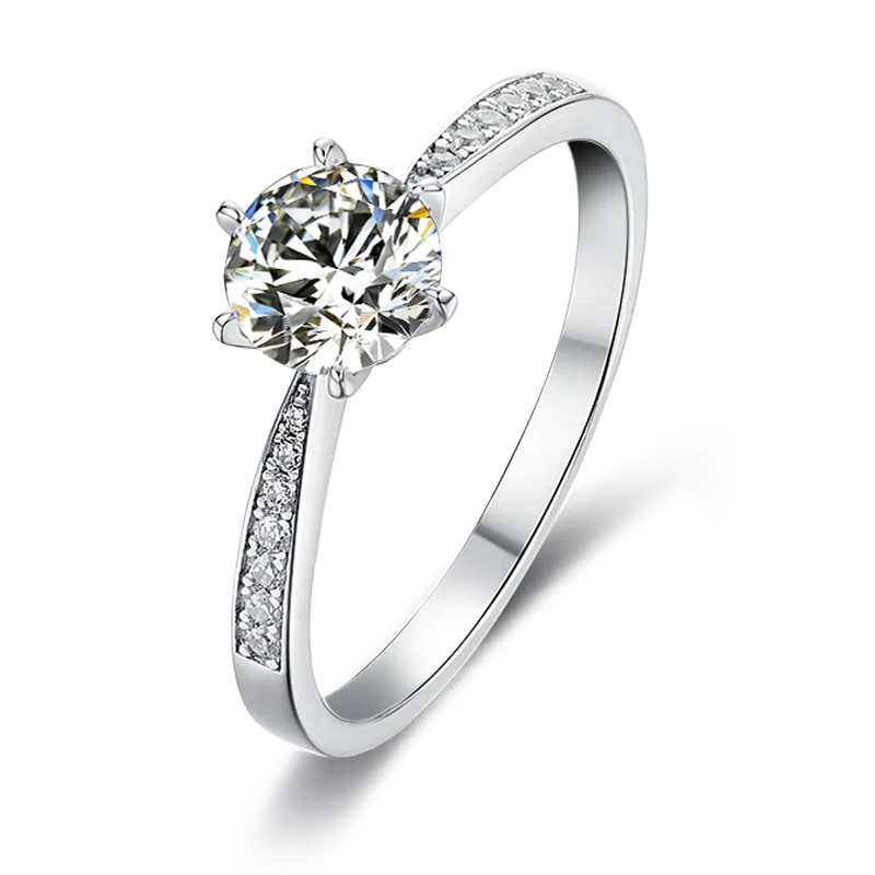 Gemstone 18K 1.0ct Fine Jewelry Real White Gold Hip Hops Jewelry Wedding Band Engagement Moissanite Ring for Woman