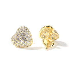 Ice Stone Luxury 925 Sterling Silver AAA CZ Heart Stud Earrings
