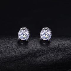 Ice Stone Ready to Ship Round Brilliant Cut VVS Moissanite Stud Earrings