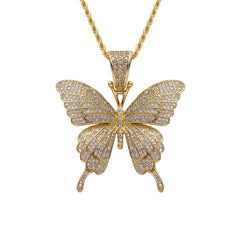 Pink Color Small Cute Fine Lovely butterfly Necklace Jewelry Gift for Girl Hip Hop Iced Out pink butterfly Necklace Set